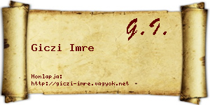 Giczi Imre névjegykártya